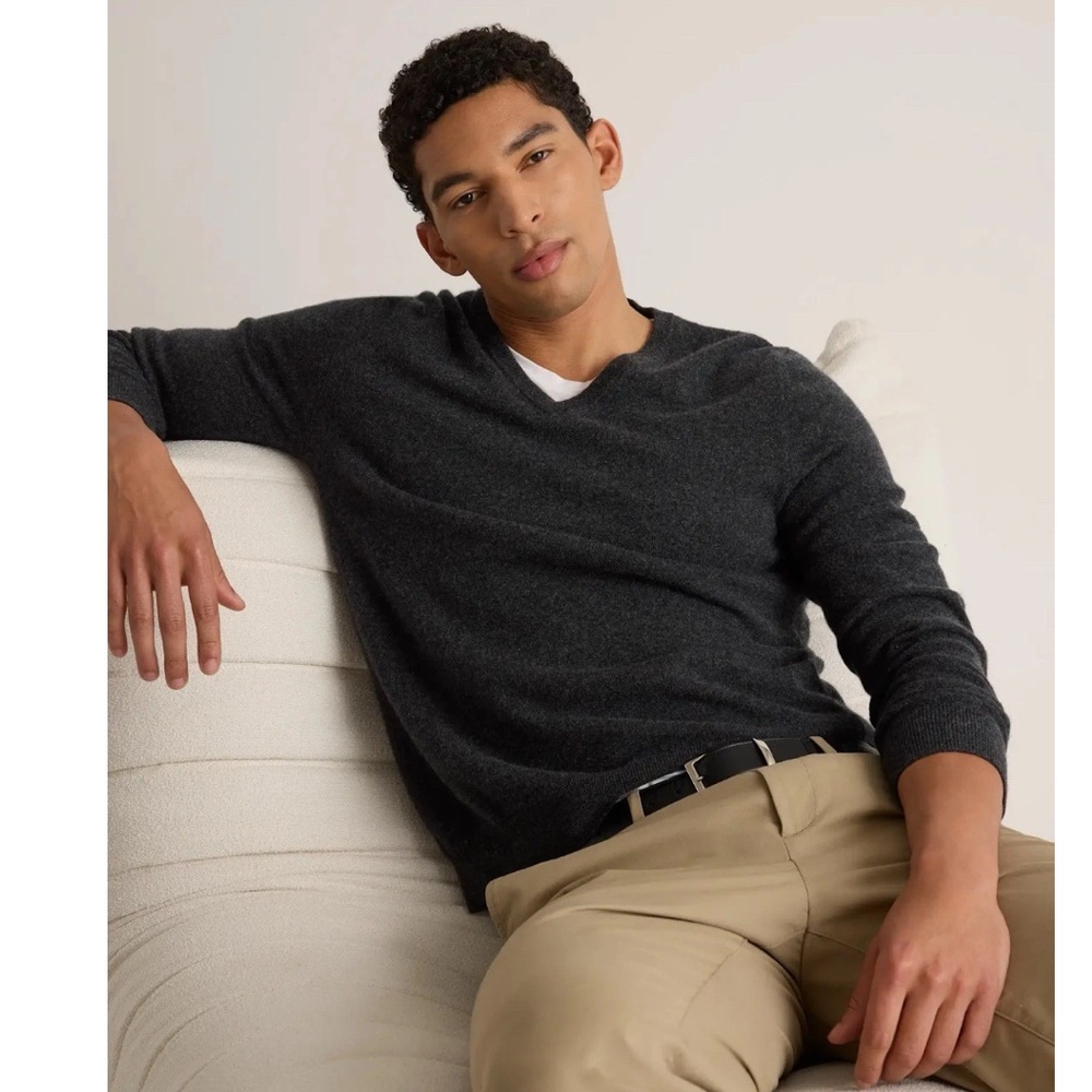 Velvet GRAHAM & SPENCER Sweater Mens Gray 100% Cashmere Crewneck Knit Pullover M